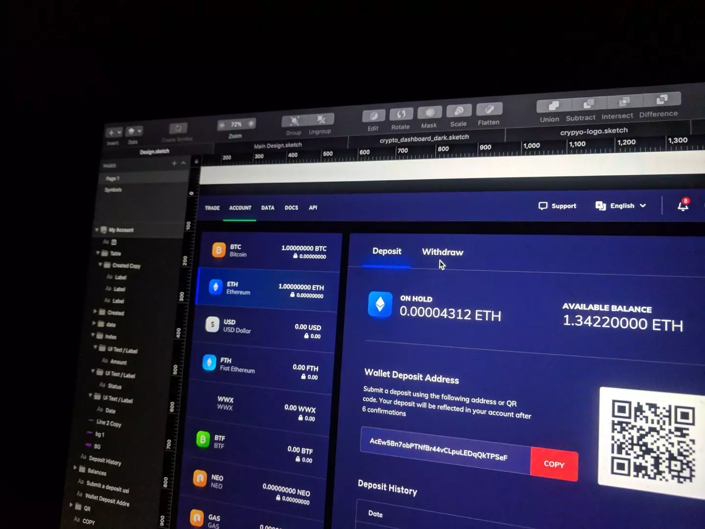 a view of a ui design mockup on a monitor